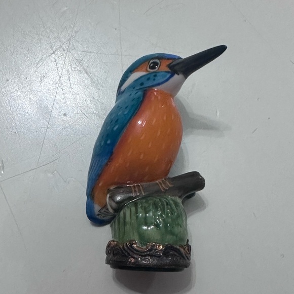 RARE Halcyon Days Enamel Porcelain Kingfisher Desk Seal - Picture 2 of 11